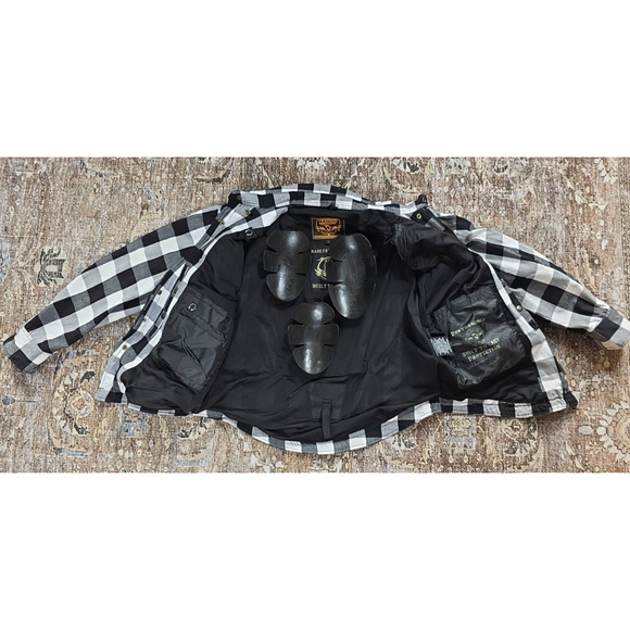 Milwaukee Leather Men's Large Armored Biker Flannel Shirt 3 Kevlar Inserts Plaid - Picture 3 of 16